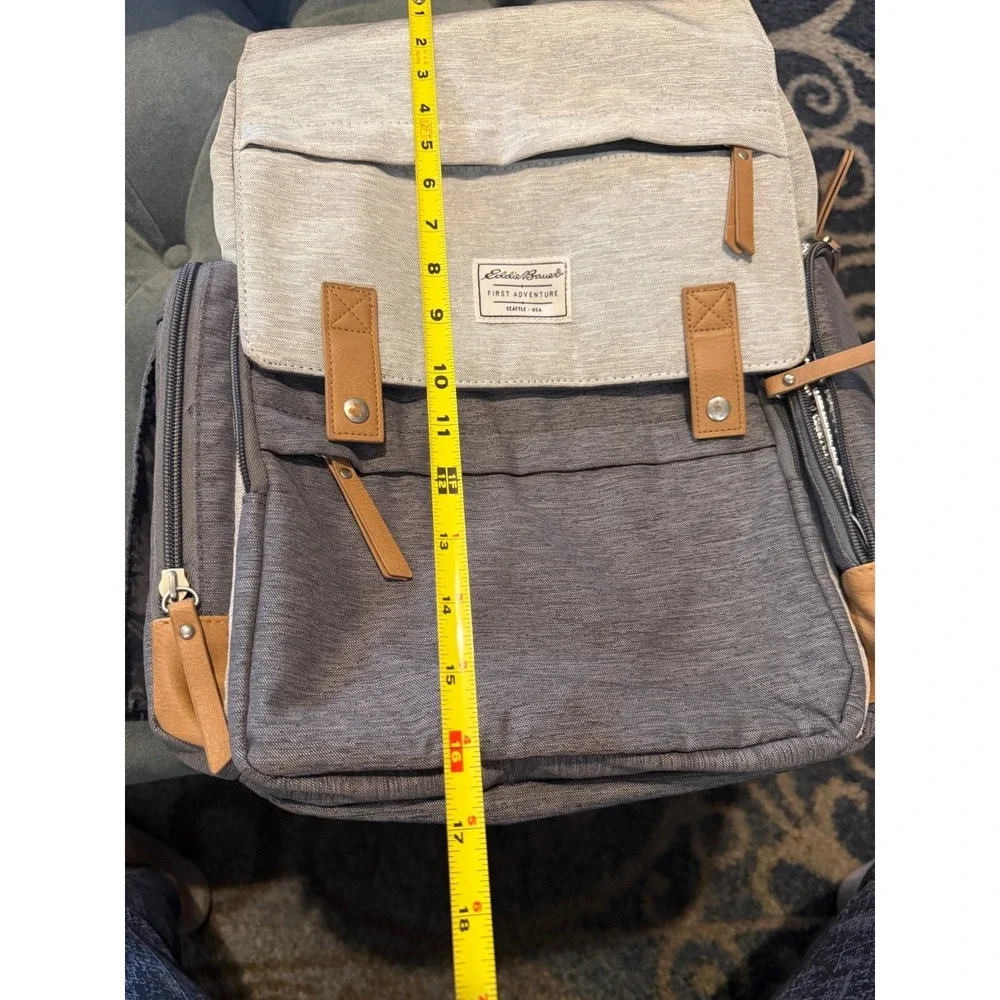 Eddie Bauer Diaper‎ Bag Backpack Unisex Large Grey Good Insulated Wipes Pocket